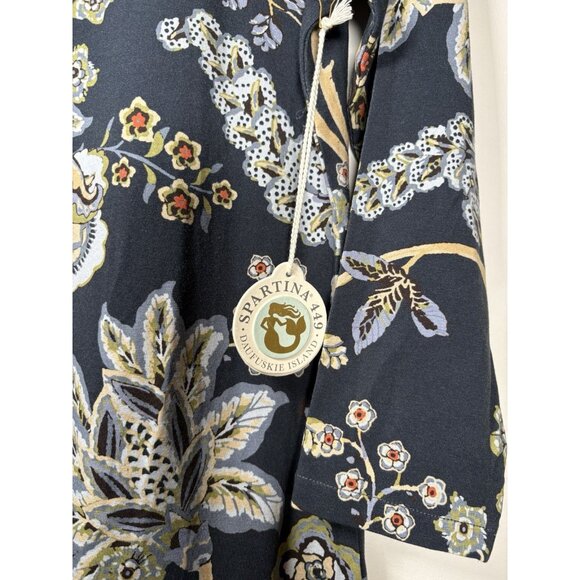 Spartina NWT Nora Half Zip Marsh Boardwalk Navy Floral Preppy Dress Size Small - Picture 4 of 8